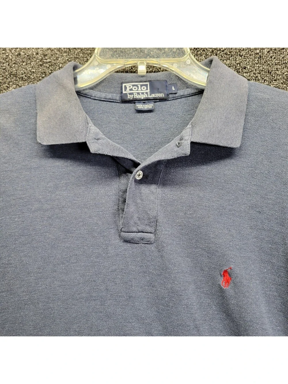 VTG Polo Ralph Lauren Men Shirt L Blue Short Sleeve Polo Casual